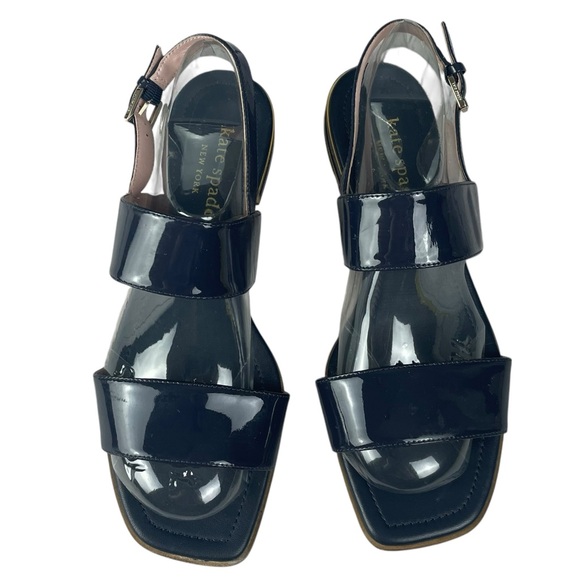 Kate Spade Merritt Slingback Dress Sandals Patent Leather Navy Blue Size 8 - Picture 15 of 15